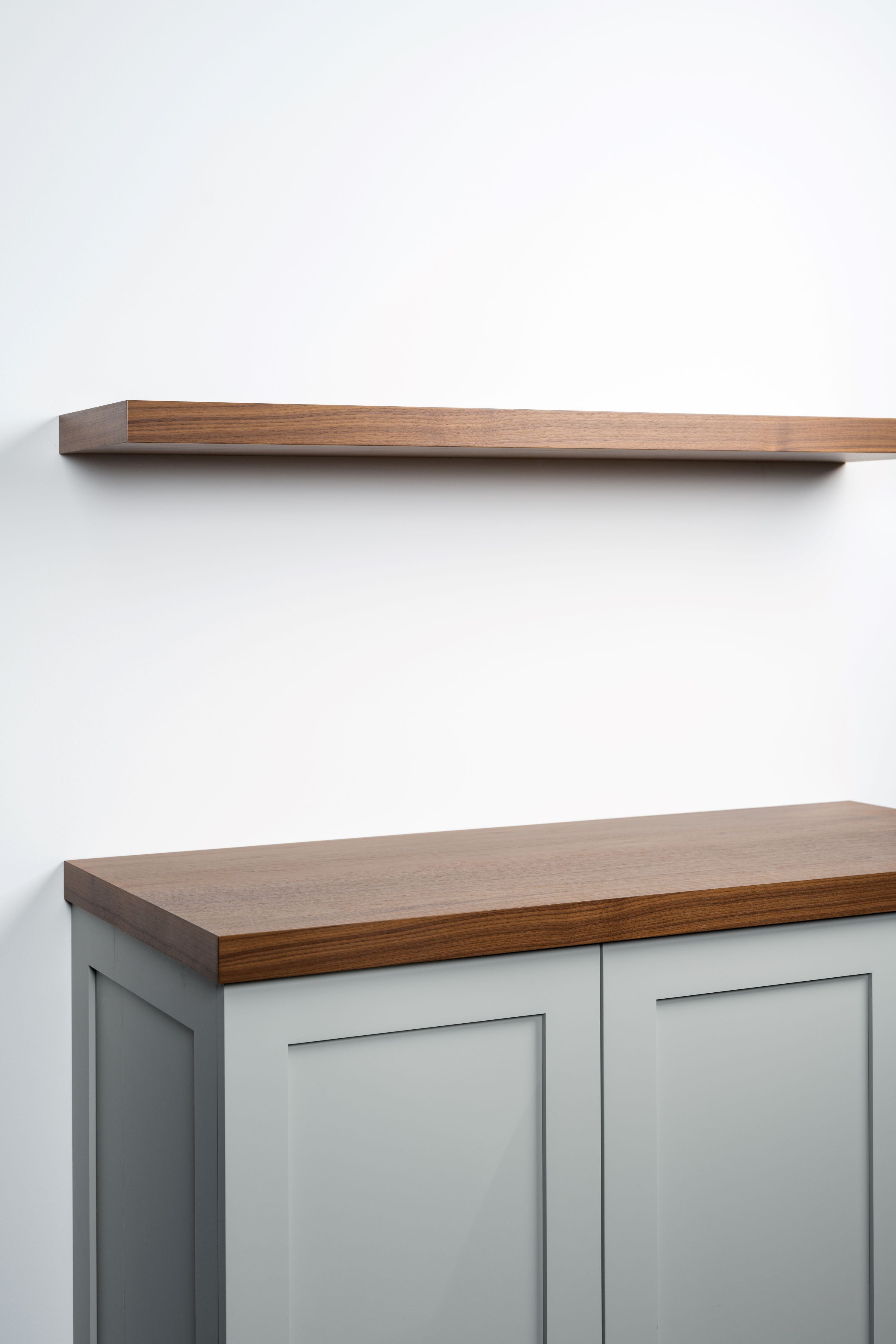 Walnut cabinet top angle view