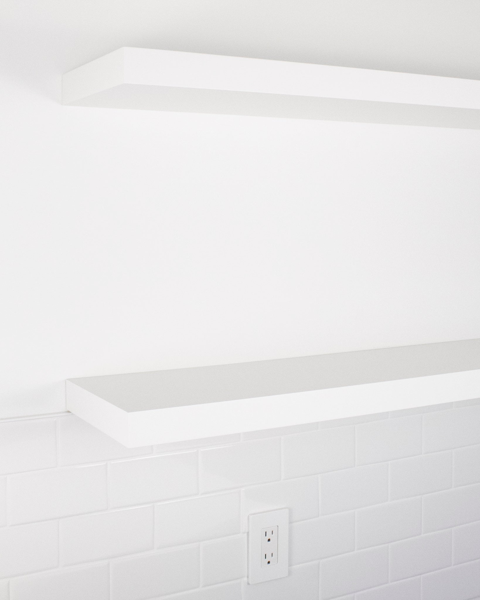 White kitchen Floating Shelves 1.75 inch thick angle view