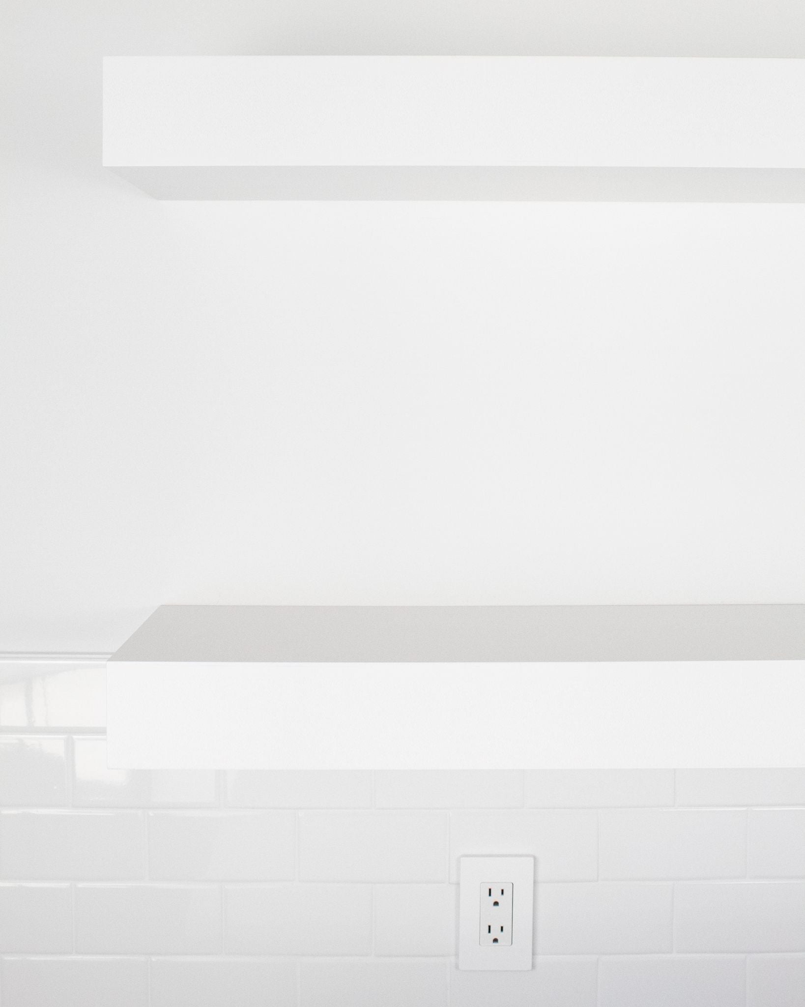 White kitchen Floating Shelves 4 inch thick front view