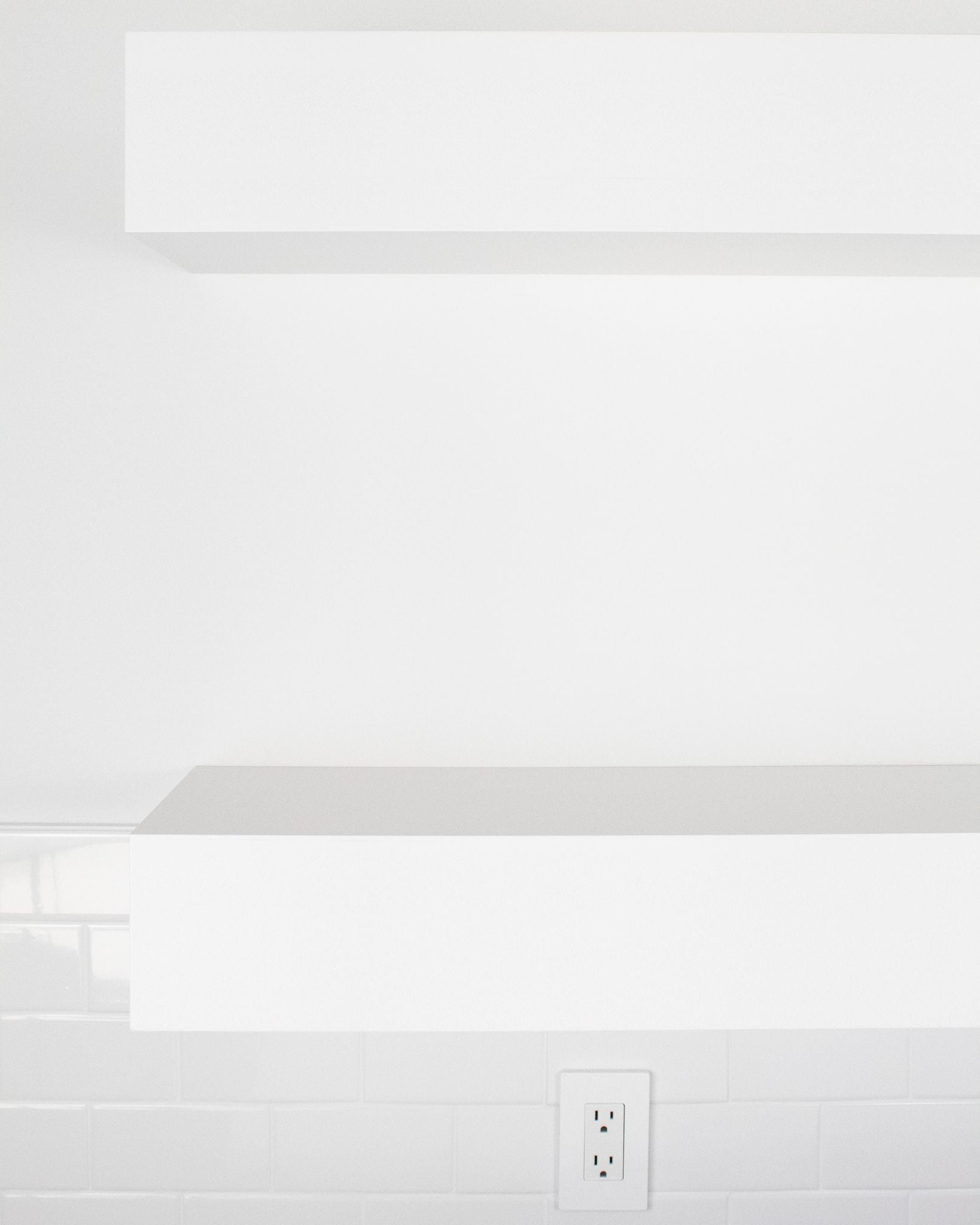 White kitchen Floating Shelves 6 inch thick front view