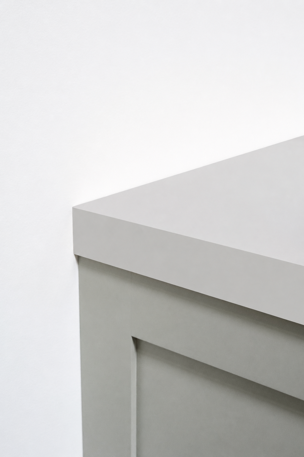 primed wood table surface corner closeup